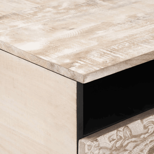 Mesa de Centro, Mesa baixa, Branco 80 x 54 x 40 cm Madeira de manga maciça Mesa de Centro, Mesa baixa, Branco 80 x 54 x 40 cm Madeira de manga maciça