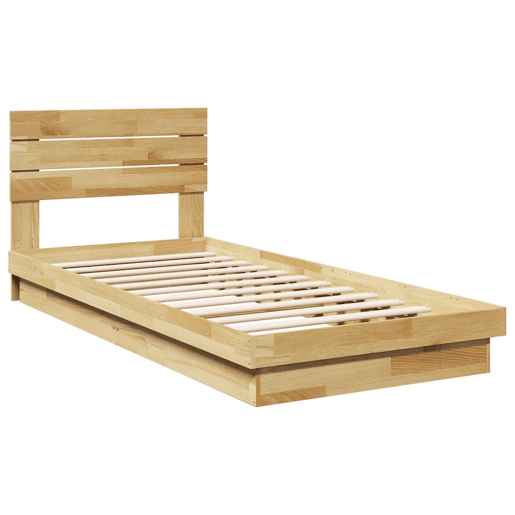 Estrutura de cama de solteiro para adultos cabeceira 75x190 cm maciça carvalho