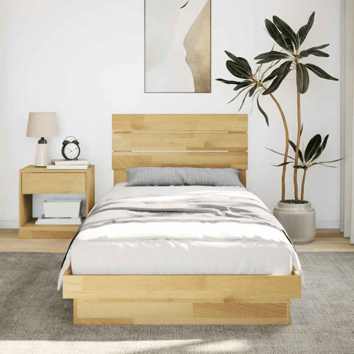 Estrutura de cama de solteiro para adultos cabeceira 75x190 cm maciça carvalho