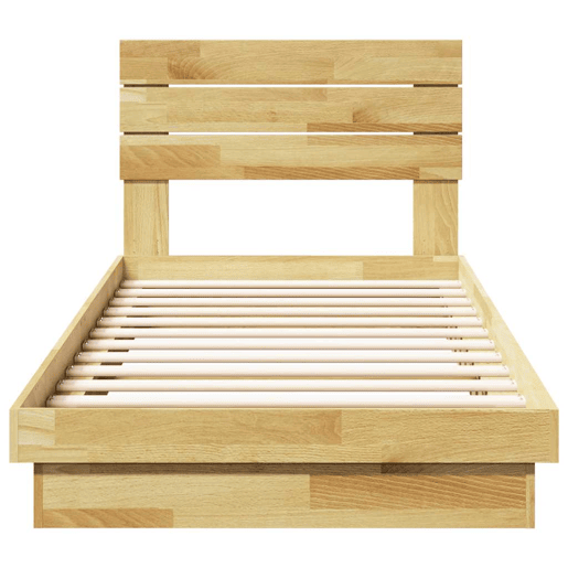 Estrutura de cama de solteiro para adultos cabeceira 75x190 cm maciça carvalho