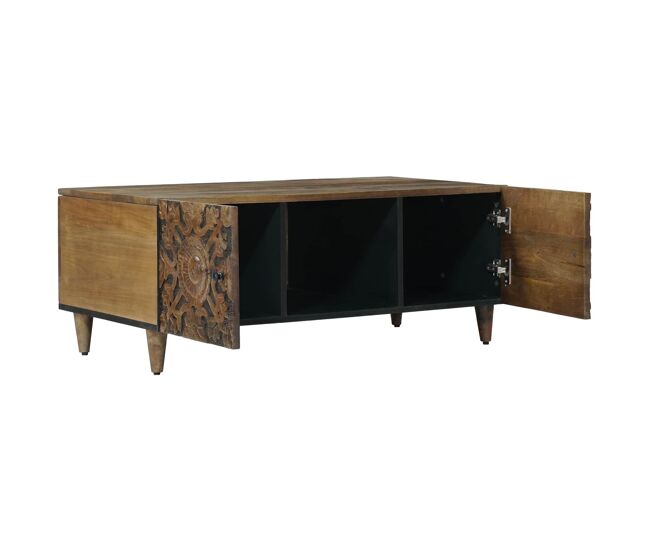 Mesa de café - mesa de centro - mesa baja marrón 100 x 54 x 40 cm madera de mango maciza