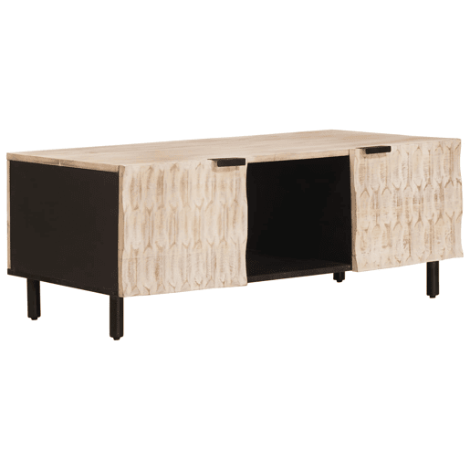 Mesa de Centro, Mesa baixa, Branco 100 x 54 x 40 cm Madeira de manga maciça Mesa de Centro, Mesa baixa, Branco 100 x 54 x 40 cm Madeira de manga maciça