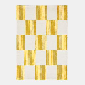 Tapete interior quadriculado amarelo e branco - 290x200x2 cm