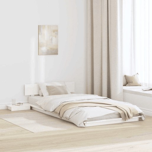 Estrutura de cama de solteiro - Branco 90 x 200 cm madeira Estrutura de cama de solteiro - Branco 90 x 200 cm madeira