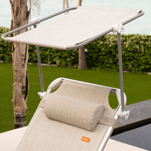 Pack 2 espreguiçadeiras de praia multiposições 186x49x30 cm bege com guarda-sol e almofada Pack 2 espreguiçadeiras de praia multiposições 186x49x30 cm bege com guarda-sol e almofada