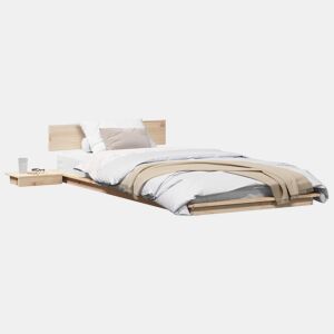 Estrutura de cama de solteiro para adultos com cabeceira Castanho 90 x 200 cm madeira