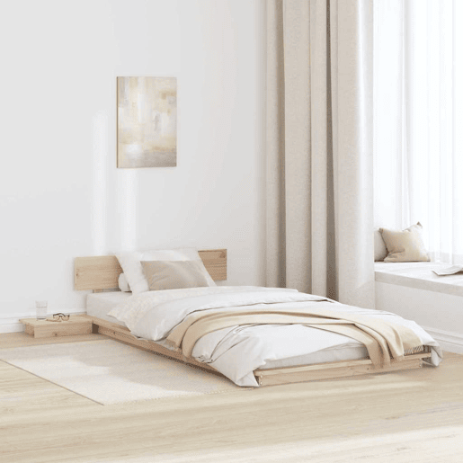 Estrutura de cama de solteiro para adultos com cabeceira Castanho 90 x 200 cm madeira Estrutura de cama de solteiro para adultos com cabeceira Castanho 90 x 200 cm madeira