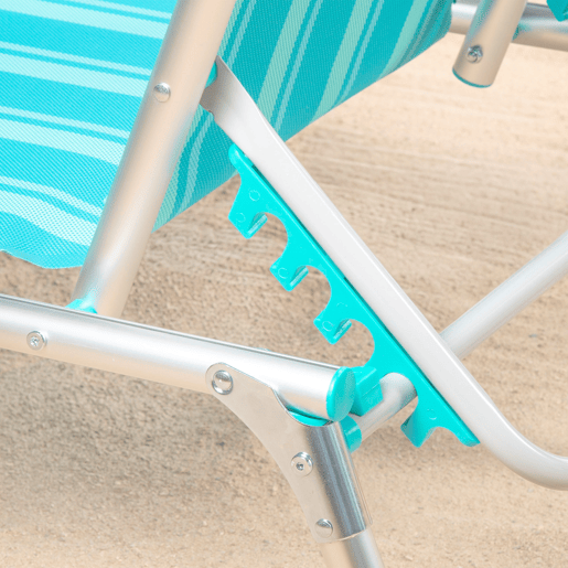 Pack 2 espreguiçadeiras de praia multiposições 186x49x30 cm listradas turquesa com guarda-sol e almofada Pack 2 espreguiçadeiras de praia multiposições 186x49x30 cm listradas turquesa com guarda-sol e almofada