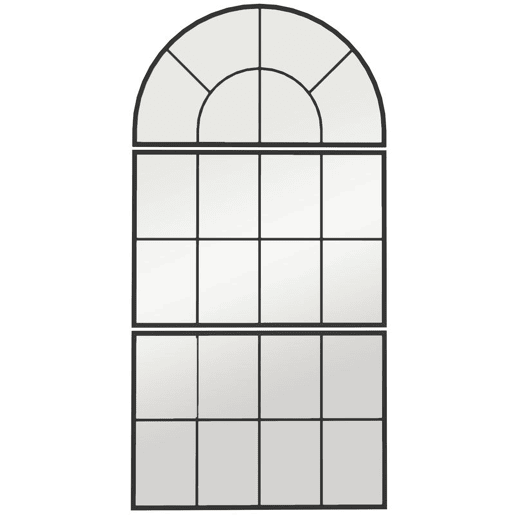 HOMCOM Espelho de Parede 76x149 cm 3 Peças Espelho de Entrada com Moldura de Metal em Forma de Janela Decoração para Sala Quarto e Corredor Preto