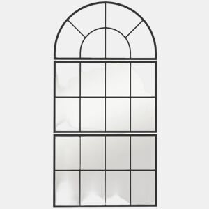 HOMCOM Espelho de Parede 76x149 cm 3 Peças Espelho de Entrada com Moldura de Metal em Forma de Janela Decoração para Sala Quarto e Corredor Preto