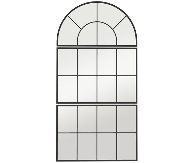 Homcom espejo de pared, 76x149 cm, 3 piezas, espejo de recibidor con marco de metal en forma de ventana, decoración para salón, dormitorio, entrada, negro