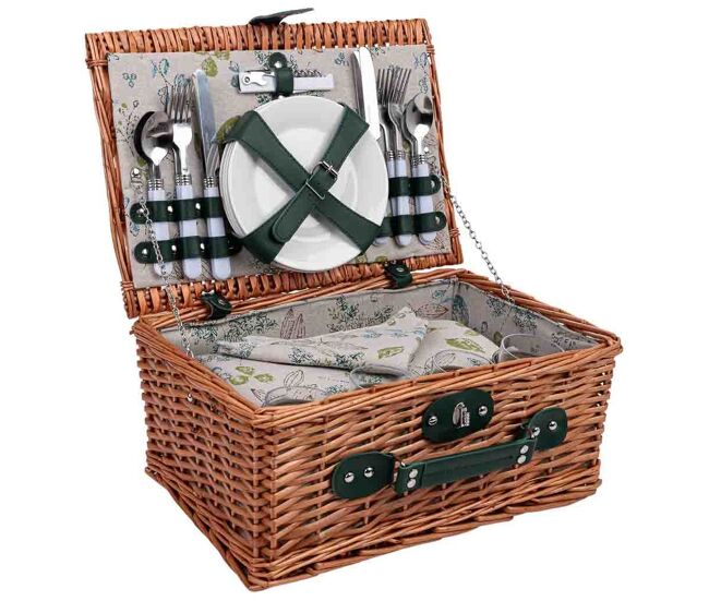 Cesta de picnic 4 servicios multicolor 40x28x19 cm