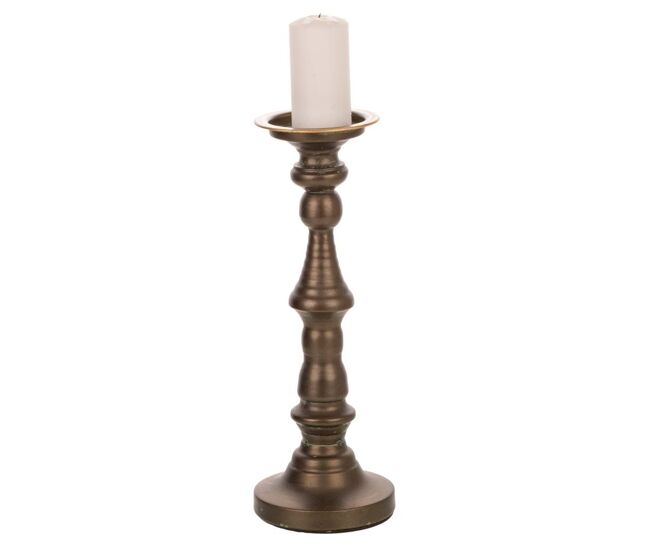Candelabro de metal dorado 13x13x36.5h cm