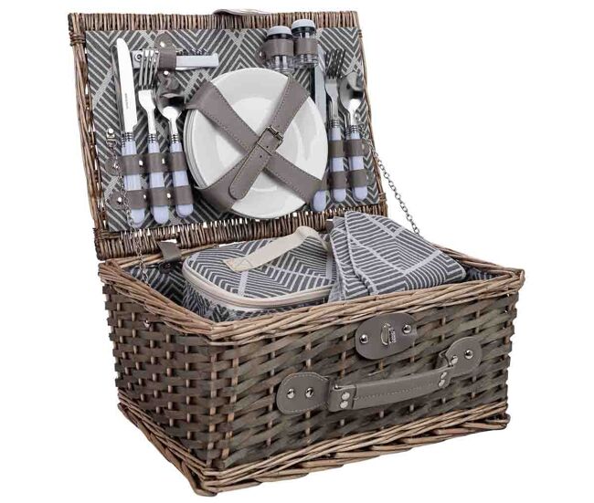 Cesta de picnic 4 servicios gris oscuro 40x28x19 cm