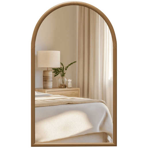 HOMCOM Espelho de Parede 65x110 cm Espelho de Entrada com Moldura de Madeira em Forma de Janela Decoração para Sala Quarto Entrada Castanho Escuro