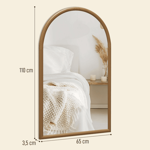 HOMCOM Espelho de Parede 65x110 cm Espelho de Entrada com Moldura de Madeira em Forma de Janela Decoração para Sala Quarto Entrada Castanho Escuro