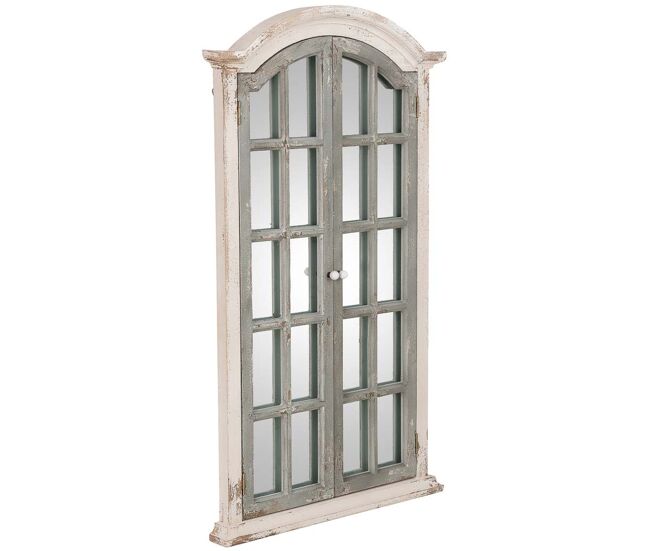 Espejo de pared de madera blanco y verde 73x7x122 cm