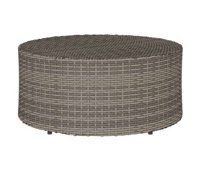 Mesa de café - mesa de centro - mesa baja para exterior gris ø 68 x 30 cm ratán sintético