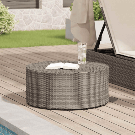 Mesa de Café para Exterior Cinzento Ø 68 x 30 cm vime PE Mesa de Café para Exterior Cinzento Ø 68 x 30 cm vime PE