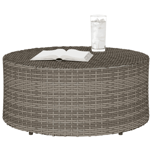 Mesa de Café para Exterior Cinzento Ø 68 x 30 cm vime PE Mesa de Café para Exterior Cinzento Ø 68 x 30 cm vime PE