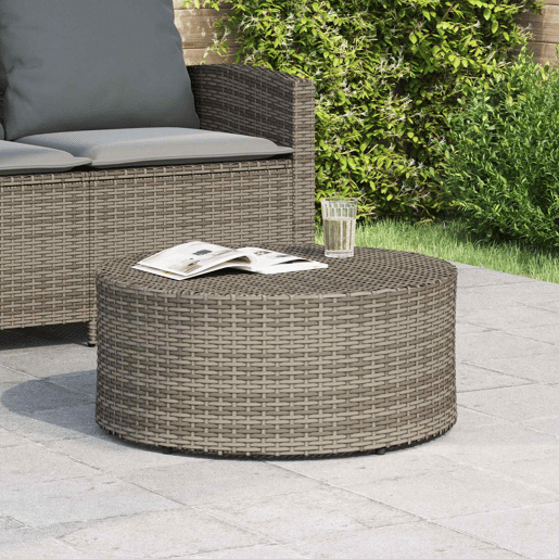 Mesa de Café para Exterior Cinzento Ø 68 x 30 cm vime PE Mesa de Café para Exterior Cinzento Ø 68 x 30 cm vime PE