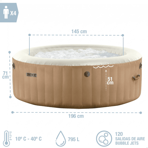 INTEX Spa insuflável de massagem com bolhas Sahara para 4 pessoas