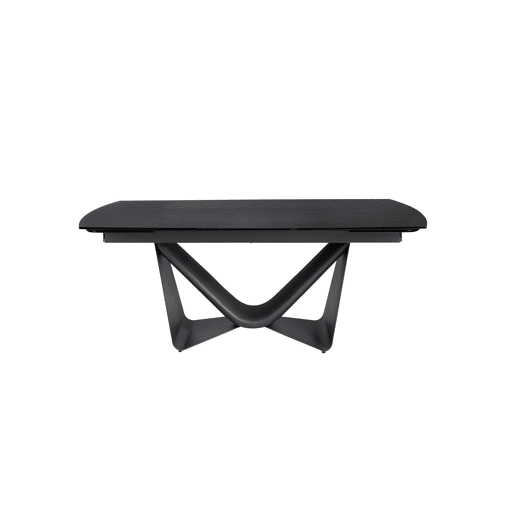 Mesa de jantar extensível oval barril vidro preto, aço inoxidável e fibra de vidro cinzento-escuro metal Mesa de jantar extensível oval barril vidro preto, aço inoxidável e fibra de vidro cinzento-escuro metal