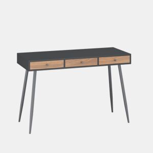 Secretária Tumba com 3 gavetas 115x48x76cm PretoEfeito Nogueira en.casa