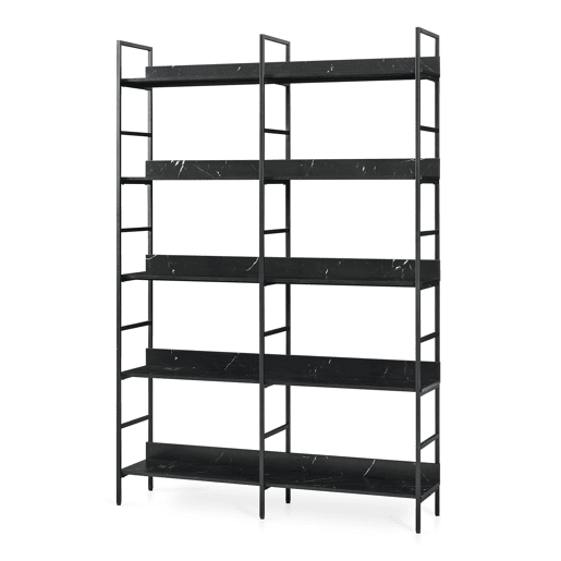 Estante Noskik 5 níveis metal 180x120x30cm Efeito mármore preto en.casa Estante Noskik 5 níveis metal 180x120x30cm Efeito mármore preto en.casa