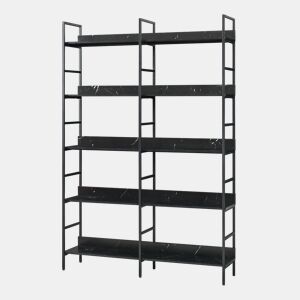 Estante Noskik 5 níveis metal 180x120x30cm Efeito mármore preto en.casa