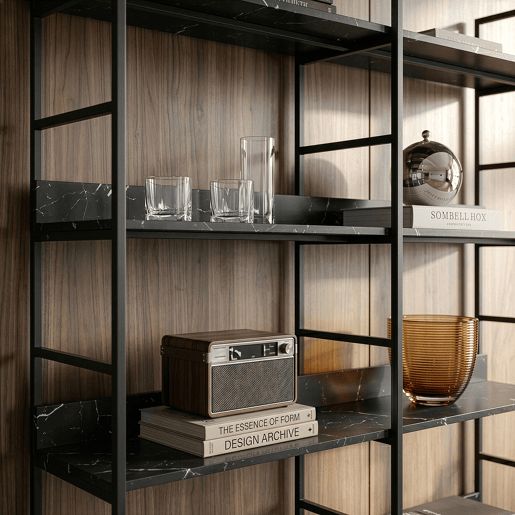 Estante Noskik 5 níveis metal 180x120x30cm Efeito mármore preto en.casa Estante Noskik 5 níveis metal 180x120x30cm Efeito mármore preto en.casa