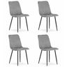 Conjunto de 4 cadeiras de jantar Lava com assento estofado em veludo, pernas metálicas, acabamento cinzento claro, medidas 43 × 51 × 90 cm.