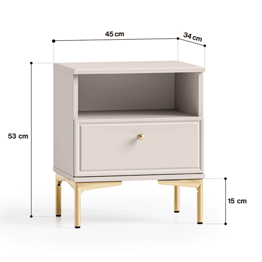 Mesa de cabeceira com 1 gaveta e 1 compartimento Sélène Cachemire