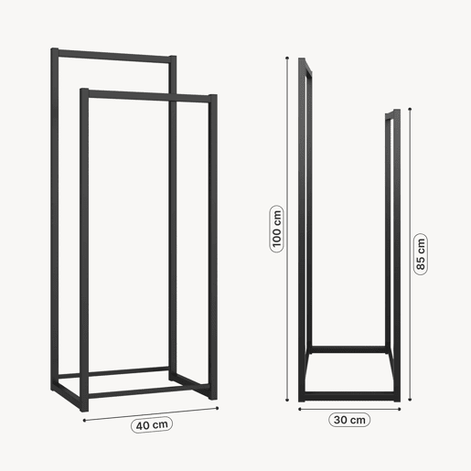 Percheiro Holtalen 2 varas de metal 100x40x30 cm - preto en.casa