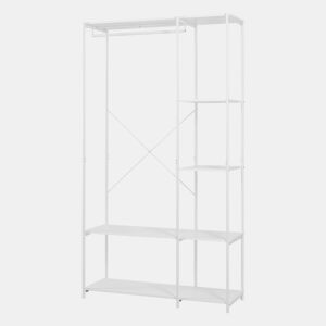 Roupeiro aberto Verdfjorg Varão 5 compartimentos 200x110x40cm metal Branco en.casa