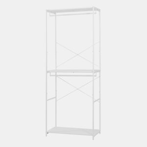 Roupeiro aberto Verdfjorg 2 varões e 2 prateleiras 200x80x40cm metal Branco en.casa