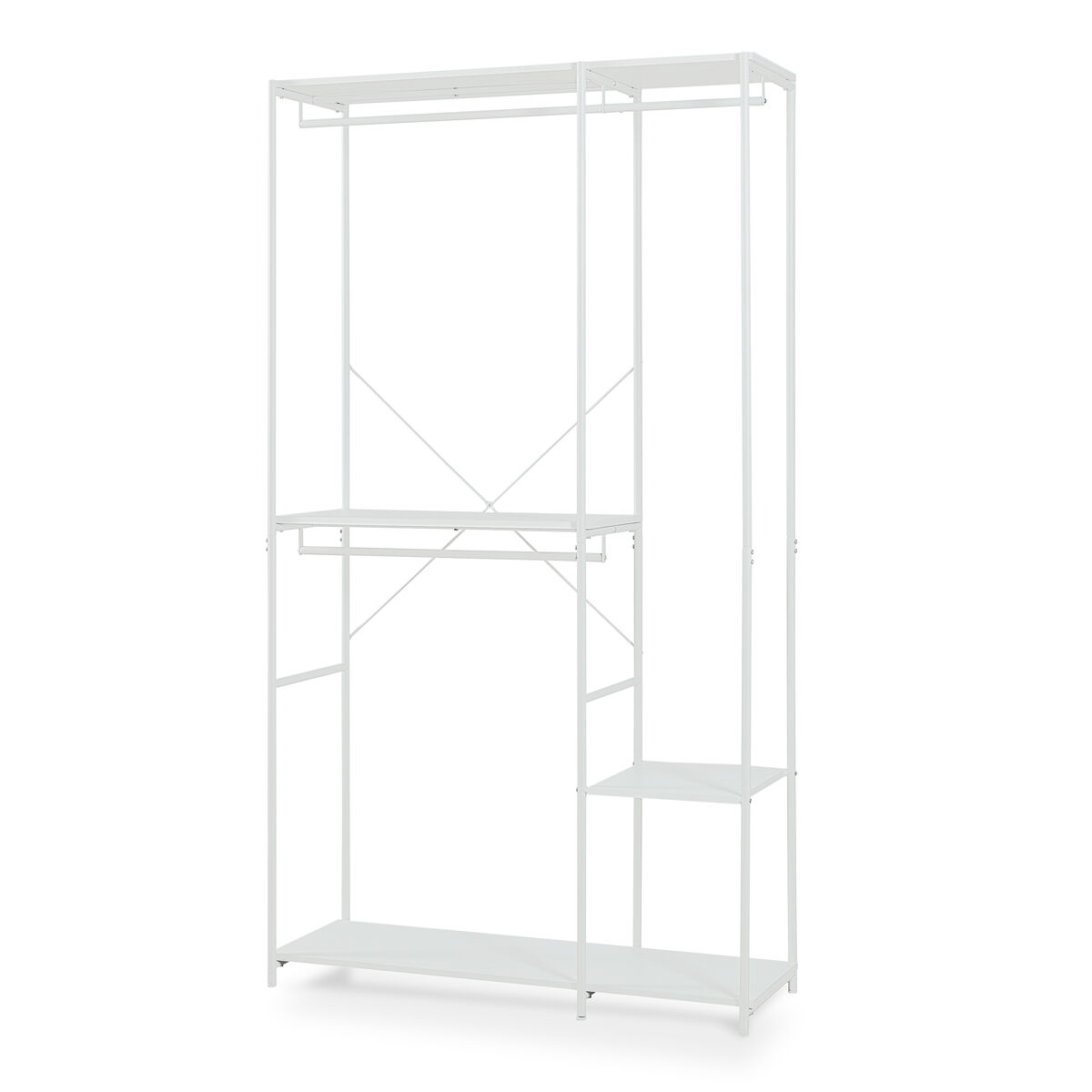 Perchero burro verdfjorg con 3 barras y 3 estantes 200x110x40 cm - blanco [en.casa]