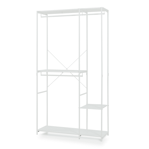Roupeiro aberto Verdfjorg 3 varões e 3 prateleiras 200x110x40cm metal Branco en.casa Roupeiro aberto Verdfjorg 3 varões e 3 prateleiras 200x110x40cm metal Branco en.casa