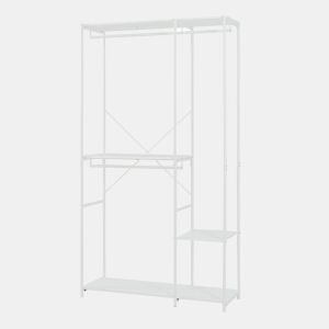 Roupeiro aberto Verdfjorg 3 varões e 3 prateleiras 200x110x40cm metal Branco en.casa