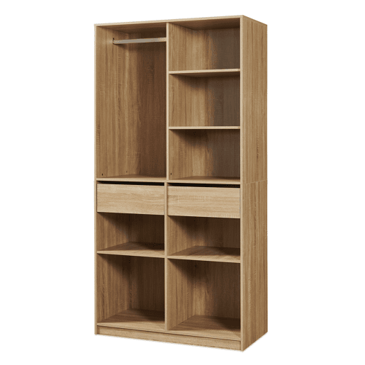 Roupeiro aberto Vippsaki com 2 gavetas 200x100x50 cm Efeito carvalho en.casa Roupeiro aberto Vippsaki com 2 gavetas 200x100x50 cm Efeito carvalho en.casa