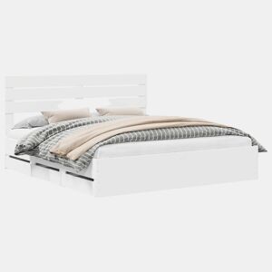 Estrutura De Cama De Casal Moderno - Branco 180 x 200 cm Madeira de Engenharia