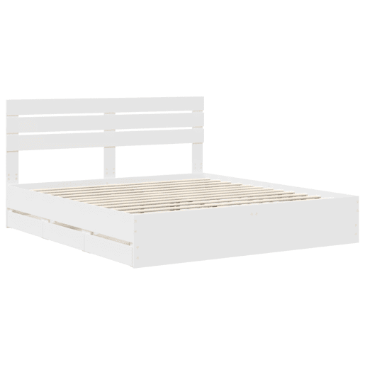 Estrutura De Cama De Casal Moderno - Branco 180 x 200 cm Madeira de Engenharia Estrutura De Cama De Casal Moderno - Branco 180 x 200 cm Madeira de Engenharia
