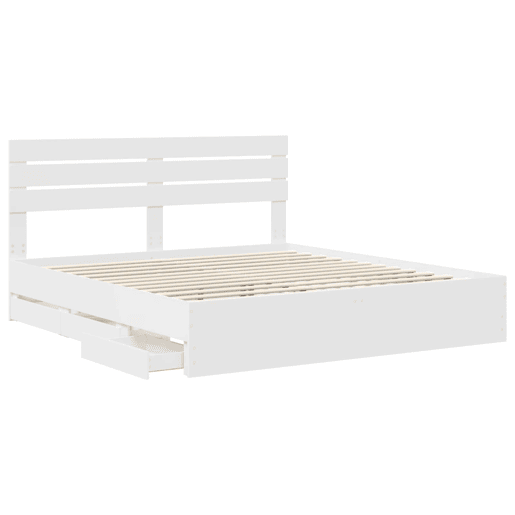 Estrutura De Cama De Casal Moderno - Branco 180 x 200 cm Madeira de Engenharia Estrutura De Cama De Casal Moderno - Branco 180 x 200 cm Madeira de Engenharia