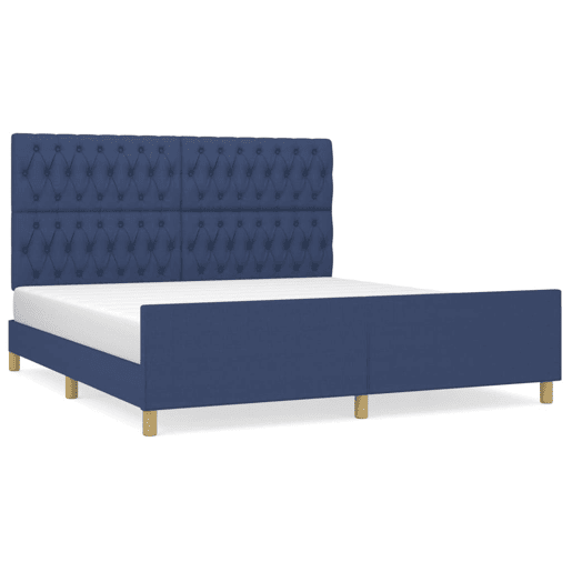 Estrutura De Cama De Casal Simple - 180x200 cm tecido azul
