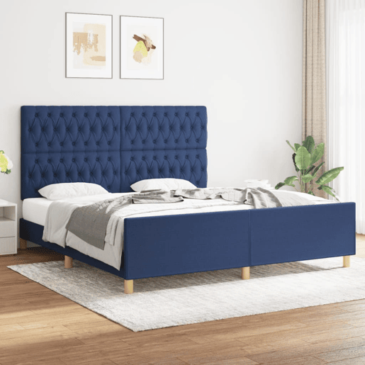 Estrutura De Cama De Casal Simple - 180x200 cm tecido azul