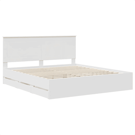 Estrutura De Cama De Casal Moderno - Branco 180 x 200 cm Madeira de Engenharia