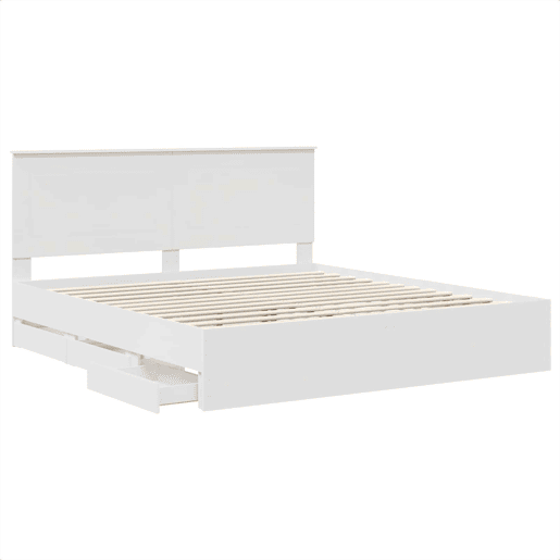 Estrutura De Cama De Casal Moderno - Branco 180 x 200 cm Madeira de Engenharia