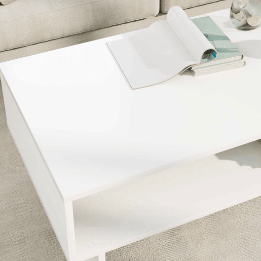 Mesa de Centro, Mesa baixa, Branco 100 x 46 x 35 cm Madeira processada Mesa de Centro, Mesa baixa, Branco 100 x 46 x 35 cm Madeira processada