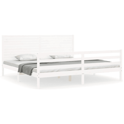 Estrutura de Cama de casal moderno com cabeceira 200x200cm madeira maciça branco Estrutura de Cama de casal moderno com cabeceira 200x200cm madeira maciça branco