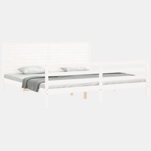 Estrutura de Cama de casal moderno com cabeceira 200x200cm madeira maciça branco